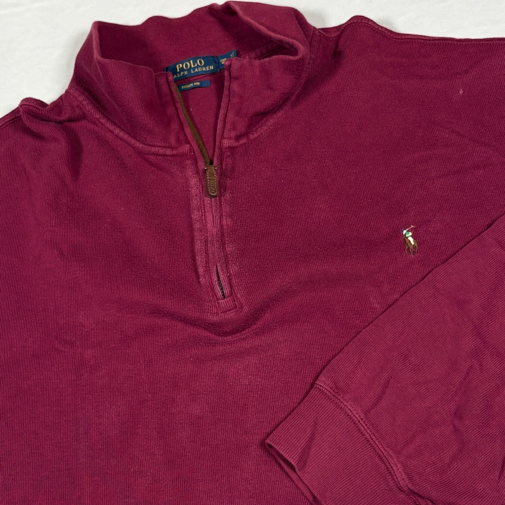 Polo Ralph Lauren Pullover Mens 3XB Estate Rib Burgundy Quarter-Zip Cotton